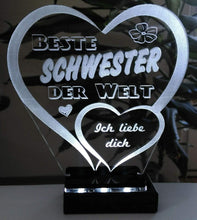 Laden Sie das Bild in den Galerie-Viewer, topgraveure Geschenk Dekor Beste Schwester Muttertag Geschenk Geburtstag Liebe *LED-Licht