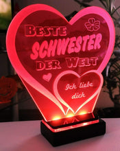 Laden Sie das Bild in den Galerie-Viewer, topgraveure Geschenk Dekor Beste Schwester Muttertag Geschenk Geburtstag Liebe *LED-Licht