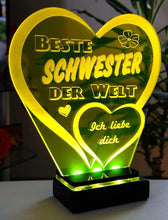 Laden Sie das Bild in den Galerie-Viewer, topgraveure Geschenk Dekor Beste Schwester Muttertag Geschenk Geburtstag Liebe *LED-Licht