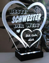 Laden Sie das Bild in den Galerie-Viewer, topgraveure Geschenk Dekor Beste Schwester Muttertag Geschenk Geburtstag Liebe *LED-Licht
