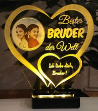 Laden Sie das Bild in den Galerie-Viewer, topgraveure Geschenk Dekor Bester Bruder IHR FOTO+TEXT Vatertag Geschenk Geburtstag Liebe LED-Licht