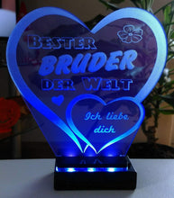 Laden Sie das Bild in den Galerie-Viewer, topgraveure Geschenk dekor Bester Bruder Vatertag Geschenk Geburtstag Liebe *LED-Licht