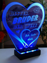 Laden Sie das Bild in den Galerie-Viewer, topgraveure Geschenk dekor Bester Bruder Vatertag Geschenk Geburtstag Liebe *LED-Licht