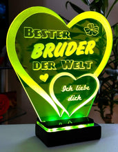 Laden Sie das Bild in den Galerie-Viewer, topgraveure Geschenk dekor Bester Bruder Vatertag Geschenk Geburtstag Liebe *LED-Licht
