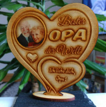 Laden Sie das Bild in den Galerie-Viewer, topgraveure Geschenk Dekor Bester Opa IHR FOTO+TEXT Vatertag Geschenk Geburtstag Liebe