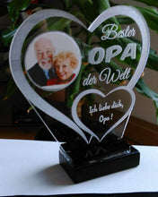 Laden Sie das Bild in den Galerie-Viewer, topgraveure Geschenk Dekor Bester Opa IHR FOTO+TEXT Vatertag Geschenk Geburtstag Liebe LED-Licht