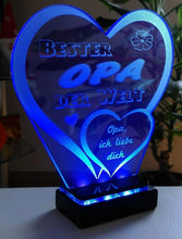 Laden Sie das Bild in den Galerie-Viewer, topgraveure Geschenk Dekor Bester Opa Vatertag Geschenk Geburtstag Liebe *LED-Licht