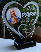 Laden Sie das Bild in den Galerie-Viewer, topgraveure Geschenk Dekor Bester Papa IHR FOTO+TEXT Vatertag Geschenk Geburtstag Liebe LED-Licht