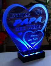 Laden Sie das Bild in den Galerie-Viewer, topgraveure Geschenk Dekor Bester Papa Vatertag Geschenk Geburtstag Liebe *LED-Licht