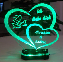 Laden Sie das Bild in den Galerie-Viewer, topgraveure Geschenk Dekor Liebe Valentinstag Geschenk IHR NAME Geburtstag Hochzeitstag Herz LED-Licht