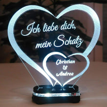 Laden Sie das Bild in den Galerie-Viewer, topgraveure Geschenk Dekor M3 led kaltweiß Liebe Valentinstag Geschenk IHR NAME Geburtstag Hochzeitstag Herz LED-Licht