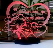 Laden Sie das Bild in den Galerie-Viewer, topgraveure Geschenk Dekor mein schatz / rot / 125 x 100 mm Ich liebe dich, mein Schatz - Valentinstag Geschenk Geburtstag Liebe *LED-Licht*