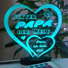 Laden Sie das Bild in den Galerie-Viewer, topgraveure Geschenk Dekor Vatertag Geschenk Geburtstag graviert mit Ihrem Namen und LED-Licht* Liebe Herz