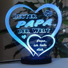 Laden Sie das Bild in den Galerie-Viewer, topgraveure Geschenk Dekor Vatertag Geschenk Geburtstag graviert mit Ihrem Namen und LED-Licht* Liebe Herz