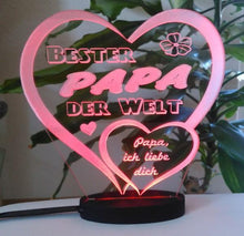 Laden Sie das Bild in den Galerie-Viewer, topgraveure Geschenk Dekor Vatertag Geschenk Geburtstag graviert mit Ihrem Namen und LED-Licht* Liebe Herz