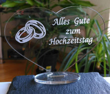 Laden Sie das Bild in den Galerie-Viewer, topgraveure Geschenk HERZ "ALLES GUTE ZUM HOCHZEITSTAG" HOCHZEITSTAG GESCHENK LIEBE