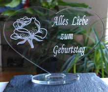 Laden Sie das Bild in den Galerie-Viewer, topgraveure Geschenk HERZ "ALLES LIEBE ZUM GEBURTSTAG"- GEBURTSTAG GESCHENK ACRYLGLAS LIEBE