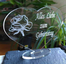 Laden Sie das Bild in den Galerie-Viewer, topgraveure Geschenk HERZ "ALLES LIEBE ZUM GEBURTSTAG"- GEBURTSTAG GESCHENK ACRYLGLAS LIEBE