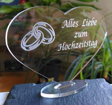 Laden Sie das Bild in den Galerie-Viewer, topgraveure Geschenk HERZ "ALLES LIEBE ZUM HOCHZEITSTAG " HOCHZEITSTAG GESCHENK LIEBE