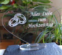 Laden Sie das Bild in den Galerie-Viewer, topgraveure Geschenk HERZ "ALLES LIEBE ZUM HOCHZEITSTAG " HOCHZEITSTAG GESCHENK LIEBE