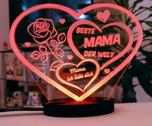 Laden Sie das Bild in den Galerie-Viewer, topgraveure Geschenk HERZ BESTE MAMA ALLES GUTE MIT LED LICHT BELEUCHTUNG MUTTERTAG GESCHENK LIEBE