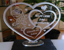 Laden Sie das Bild in den Galerie-Viewer, topgraveure Geschenk HERZ BESTE MAMA ALLES GUTE MIT LED LICHT BELEUCHTUNG MUTTERTAG GESCHENK LIEBE