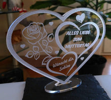 Laden Sie das Bild in den Galerie-Viewer, topgraveure Geschenk HERZ BESTE MAMA ALLES GUTE MIT LED LICHT BELEUCHTUNG MUTTERTAG GESCHENK LIEBE