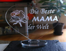 Laden Sie das Bild in den Galerie-Viewer, topgraveure Geschenk HERZ BESTE MAMA MUTTERTAG GEBURTSTAG GESCHENK ACRYL LIEBE
