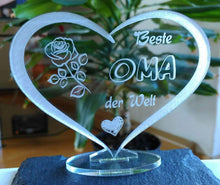 Laden Sie das Bild in den Galerie-Viewer, topgraveure Geschenk HERZ BESTE OMA Muttertag Geburtstag Geschenk Oma Liebe