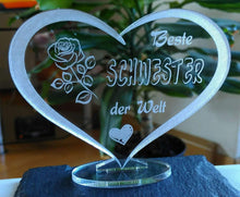 Laden Sie das Bild in den Galerie-Viewer, topgraveure Geschenk HERZ BESTE SCHWESTER Muttertag Geburtstag Geschenk Schwester Liebe