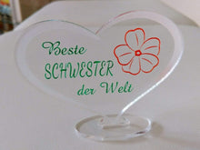 Laden Sie das Bild in den Galerie-Viewer, topgraveure Geschenk HERZ BESTE SCHWESTER Muttertag Geburtstag Geschenk Schwester Liebe