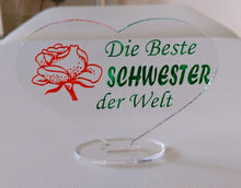 Laden Sie das Bild in den Galerie-Viewer, topgraveure Geschenk HERZ BESTE SCHWESTER Muttertag Geburtstag Geschenk Schwester Liebe