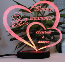Laden Sie das Bild in den Galerie-Viewer, topgraveure Geschenk HERZ ICH LIEBE DICH LED-LICHT VALENTINSTAG MIT IHREM NAMEN EINGRAVIERT LIEBE