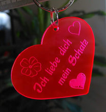 Laden Sie das Bild in den Galerie-Viewer, topgraveure Geschenk HERZ "ICH LIEBE DICH"-VALENTINSTAG GESCHENK-SCHLÜSSELANHÄNGER ACRYLGLAS ROT