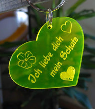 Laden Sie das Bild in den Galerie-Viewer, topgraveure Geschenk HERZ "ICH LIEBE DICH"-VALENTINSTAG GESCHENK-SCHLÜSSELANHÄNGER ACRYLGLAS ROT