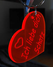 Laden Sie das Bild in den Galerie-Viewer, topgraveure Geschenk HERZ "ICH LIEBE DICH"-VALENTINSTAG GESCHENK-SCHLÜSSELANHÄNGER ACRYLGLAS ROT