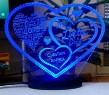Laden Sie das Bild in den Galerie-Viewer, topgraveure Geschenk HERZ LIEBESERKLÄRUNG VALENTINSTAG LED-LICHT mit Ihrem Namen eingraviert LIEBE**