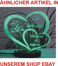 Laden Sie das Bild in den Galerie-Viewer, topgraveure Geschenk HERZ LIEBESERKLÄRUNG VALENTINSTAG LED-LICHT mit Ihrem Namen eingraviert LIEBE**