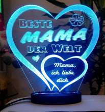 Laden Sie das Bild in den Galerie-Viewer, topgraveure Geschenk Herz Muttertag Geschenk Geburtstag graviert mit Ihrem Namen und LED-Licht* Liebe