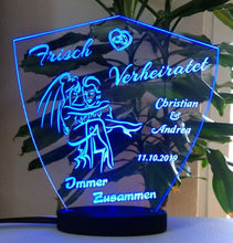 Laden Sie das Bild in den Galerie-Viewer, topgraveure Geschenk Hochzeit Geschenk IHR NAME + DATUM Hochzeitstag Geburtstag Liebe LED-Licht