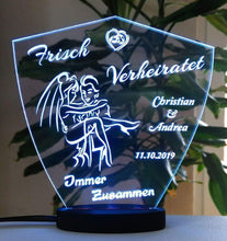 Laden Sie das Bild in den Galerie-Viewer, topgraveure Geschenk Hochzeit Geschenk IHR NAME + DATUM Hochzeitstag Geburtstag Liebe LED-Licht