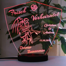 Laden Sie das Bild in den Galerie-Viewer, topgraveure Geschenk Hochzeit Geschenk IHR NAME + DATUM Hochzeitstag Geburtstag Liebe LED-Licht