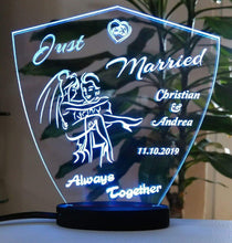 Laden Sie das Bild in den Galerie-Viewer, topgraveure Geschenk Hochzeit Geschenk IHR NAME + DATUM Hochzeitstag Geburtstag Liebe LED-Licht