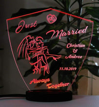 Laden Sie das Bild in den Galerie-Viewer, topgraveure Geschenk Hochzeit Geschenk IHR NAME + DATUM Hochzeitstag Geburtstag Liebe LED-Licht