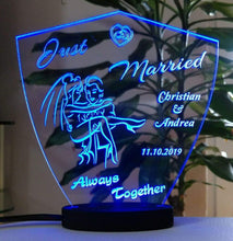 Laden Sie das Bild in den Galerie-Viewer, topgraveure Geschenk Hochzeit Geschenk IHR NAME + DATUM Hochzeitstag Geburtstag Liebe LED-Licht