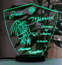 Laden Sie das Bild in den Galerie-Viewer, topgraveure Geschenk Hochzeit Geschenk IHR NAME + DATUM Hochzeitstag Geburtstag Liebe LED-Licht