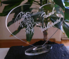 Laden Sie das Bild in den Galerie-Viewer, topgraveure Geschenk Hochzeit Geschenk - Just Married - Frisch Verheiratet - Herz Acrylglas Liebe