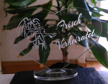 Laden Sie das Bild in den Galerie-Viewer, topgraveure Geschenk Hochzeit Geschenk - Just Married - Frisch Verheiratet - Herz Acrylglas Liebe