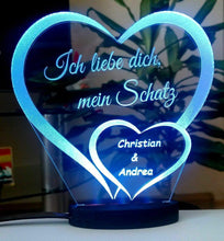 Laden Sie das Bild in den Galerie-Viewer, topgraveure Geschenk Liebe Valentinstag Geschenk IHR FOTO+NAME+UHR Geburtstag Hochzeitstag LED-Licht