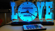 Laden Sie das Bild in den Galerie-Viewer, topgraveure Geschenk Liebe Valentinstag Geschenk IHR NAME+UHR Geburtstag Hochzeitstag Herz LED-Licht